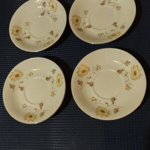 Floral Cream and Gold Saucer Set